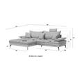 ECKSOFA in Webstoff Silberfarben  176/292 cm  - Silberfarben/Schwarz, MODERN, Textil/Metall (176/292cm) - Carryhome