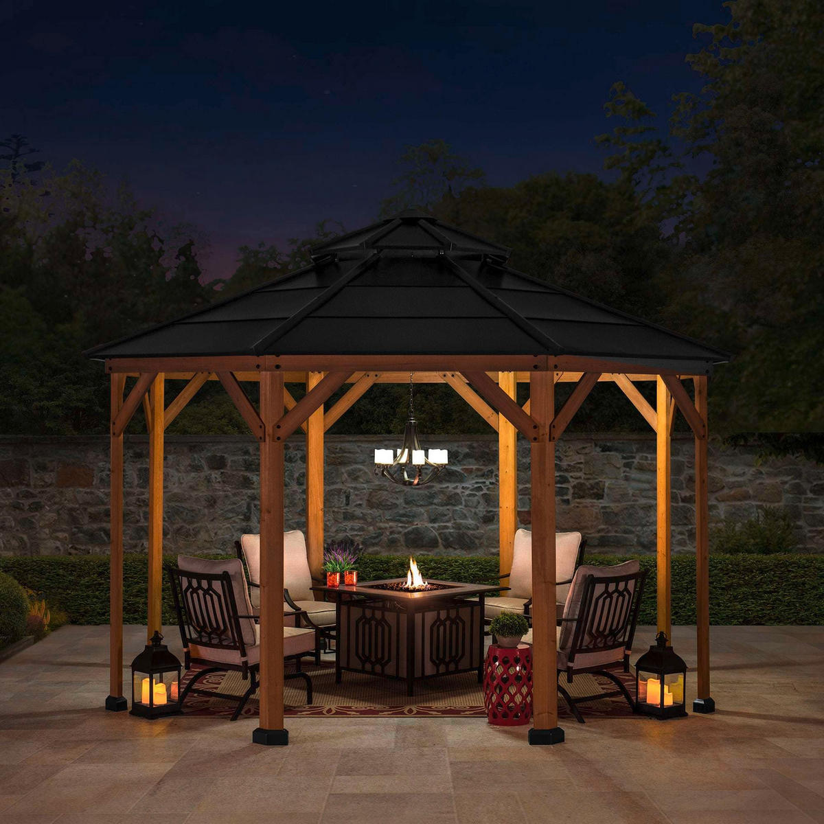 PAVILLON 396/318/396 cm   - Anthrazit, Basics, Holz/Kunststoff (396/318/396cm)