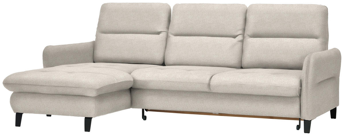 ECKSOFA Creme Plüsch  - Creme/Schwarz, KONVENTIONELL, Textil/Metall (190/254cm) - Livetastic