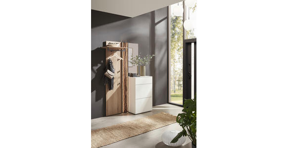 GARDEROBE 3-teilig  in 125/196/39 cm  - Eichefarben/Weiß, Design, Glas/Holz (125/196/39cm) - Johann Jakob