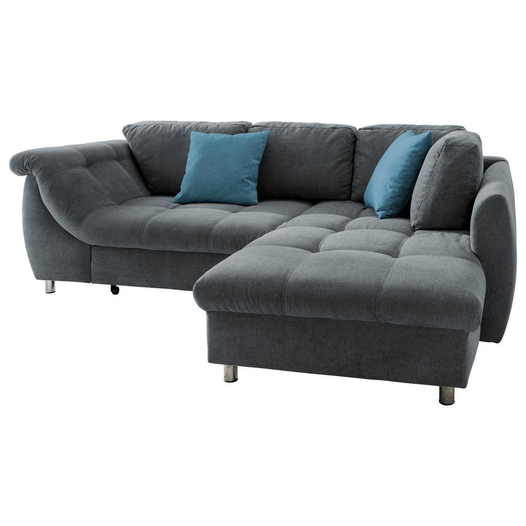 Ecksofa Mit Schlaffunktion Agira Anthrazit/blau 250x190cm