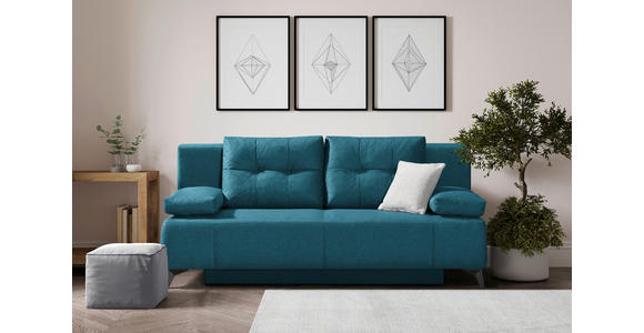 SCHLAFSOFA Flachgewebe Blau - Blau/Hellgrau, MODERN, Textil/Metall (197/88/89cm) - Novel