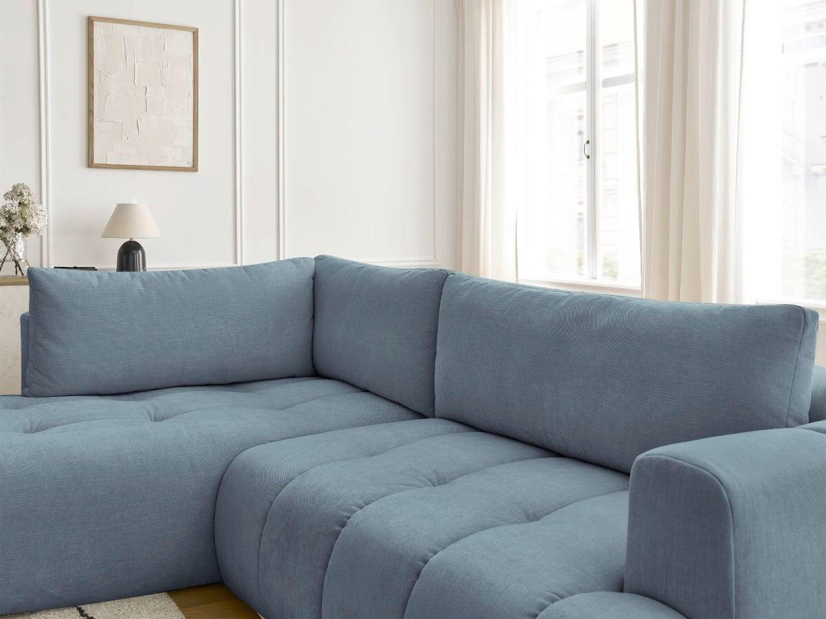 ECKSCHLAFSOFA FUJI Leinenoptik Hellblau  inkl.  - Schwarz/Hellblau, MODERN, Kunststoff/Textil (204/282cm)