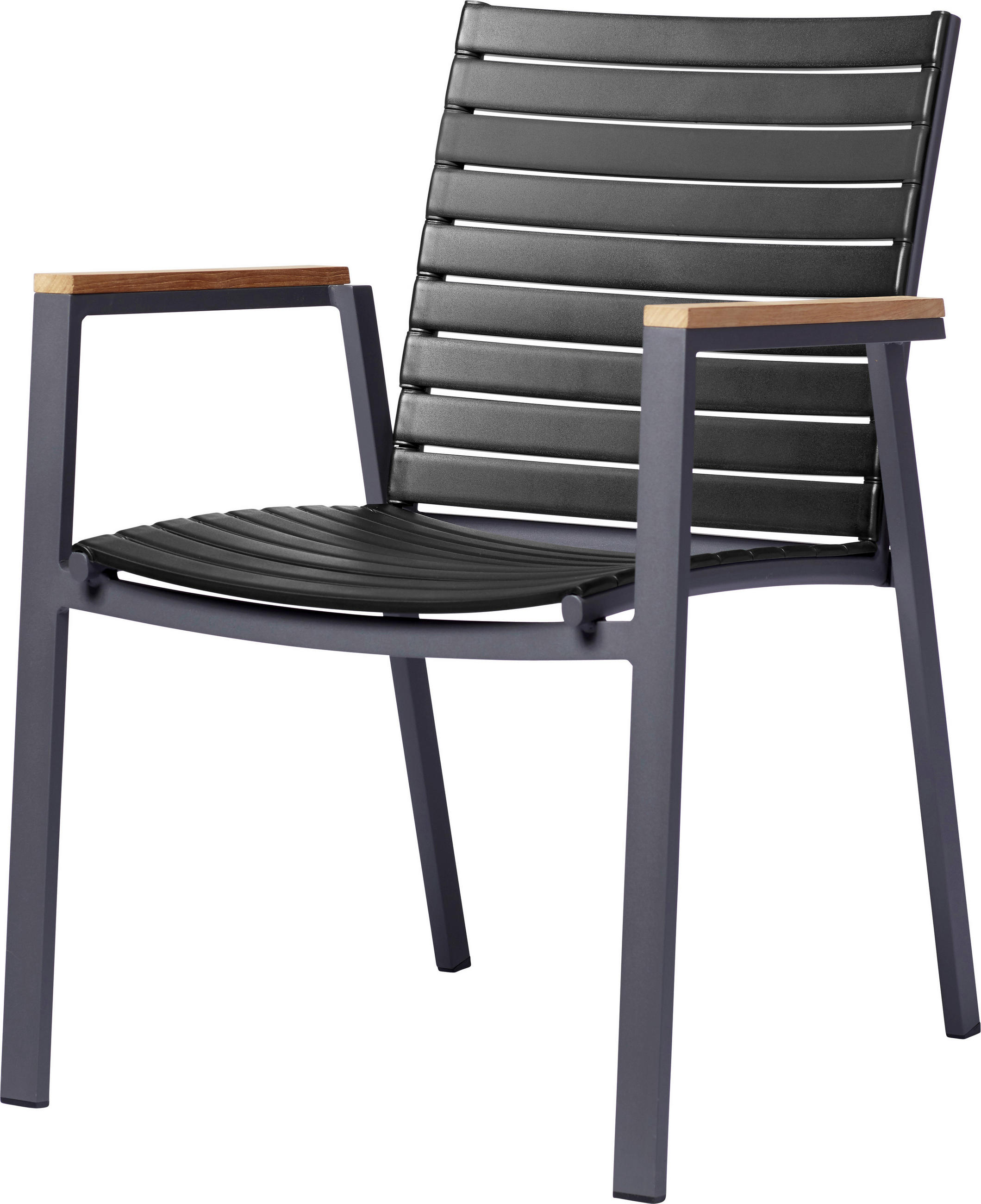 STAPELSTUHL Anthrazit, Schwarz, Teakfarben  - Anthrazit/Schwarz, KONVENTIONELL, Holz/Kunststoff (56,5/84/62cm) - Gardenson