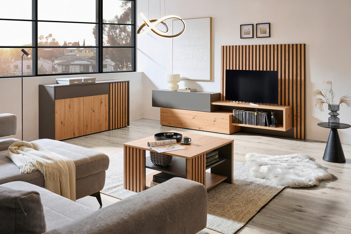 SIDEBOARD  in 164,2/87,9/42 cm  - Eiche Artisan/Grau, Trend, Holzwerkstoff (164,2/87,9/42cm) - Carryhome