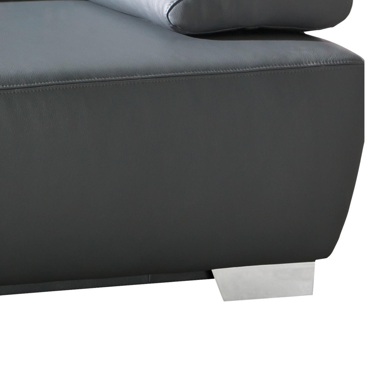 SCHLAFSOFA in Echtleder Anthrazit  - Chromfarben/Anthrazit, Konventionell, Leder/Metall (195/85/90cm) - Livetastic