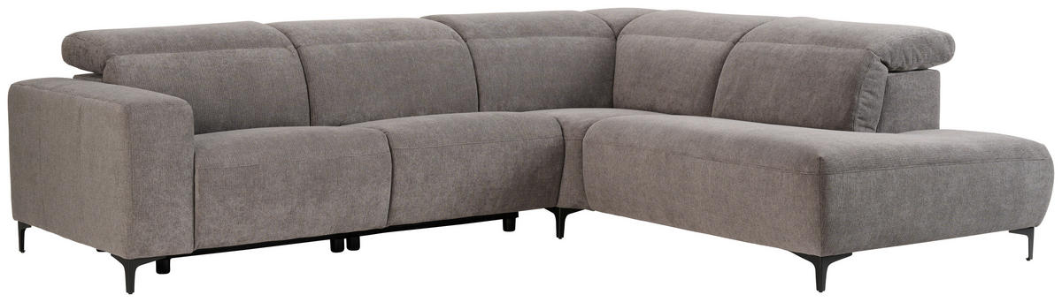 ECKSOFA in Flachgewebe Dunkelgrau  - Dunkelgrau/Schwarz, Design, Textil/Metall (290/238cm) - Pure Home Lifestyle