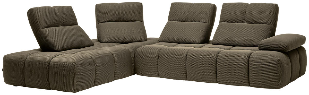ECKSOFA in Struktur Graubraun  233/313 cm  - Graubraun/Schwarz, Design, Kunststoff/Textil (233/313cm) - Emilio Belluti
