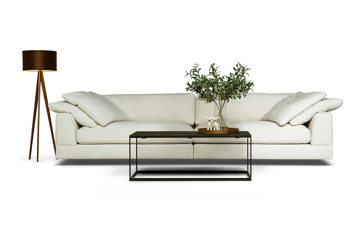 4-SITS SOFFA i vit  - vit, Klassisk, trä/textil (324/81/120cm) - Novel