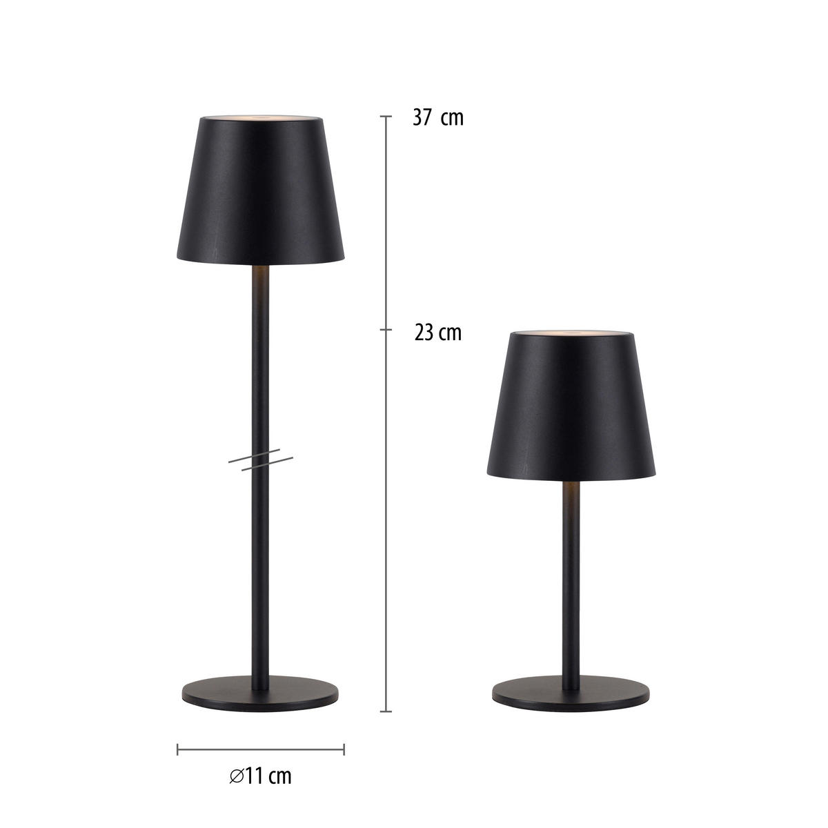 LED-TISCHLEUCHTE Boteria 11/11/37 cm   - Schwarz, MODERN, Kunststoff/Metall (11/11/37cm)