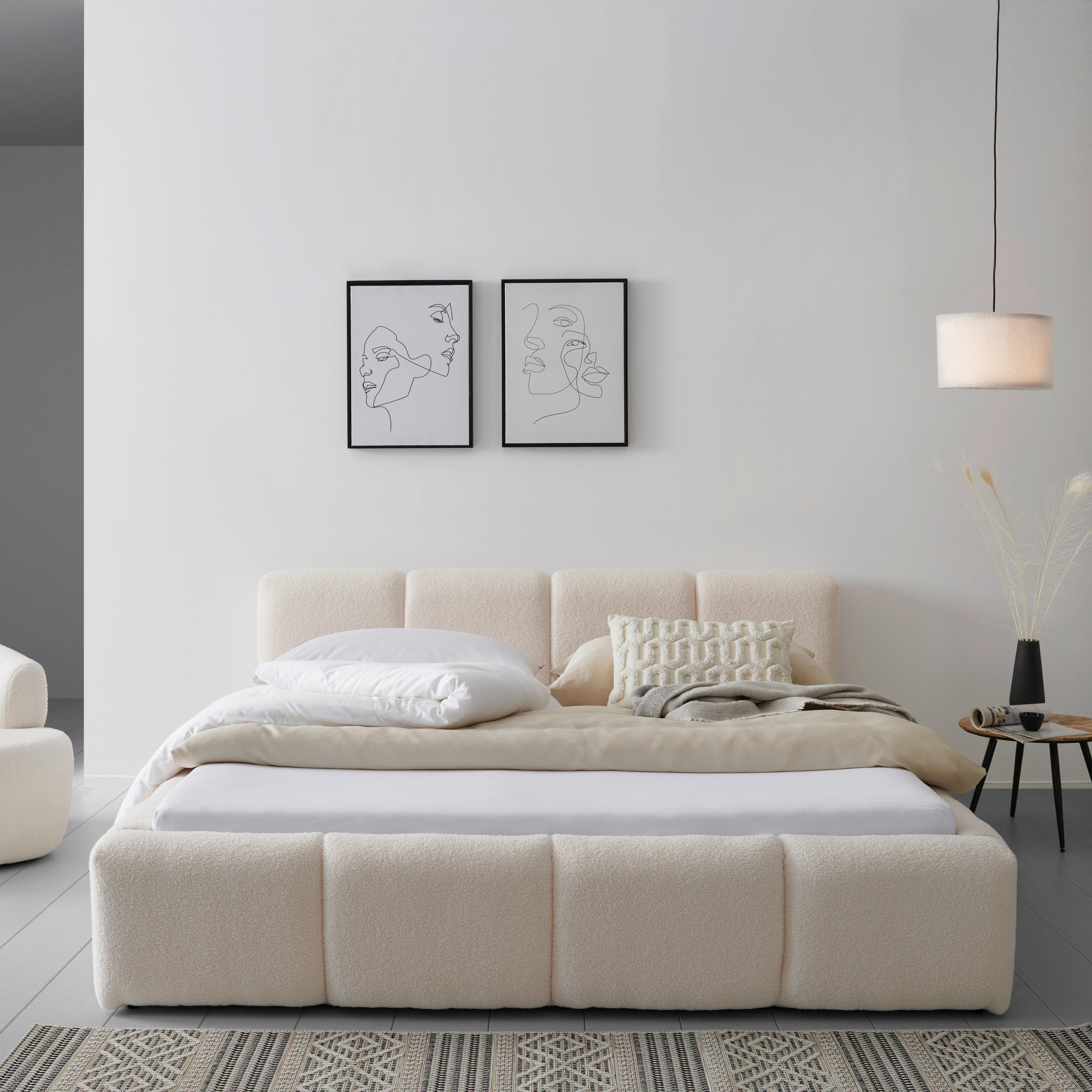 TAPECIRANI KREVET   180/200 cm   bež  - prirodne boje/bež, Moderno, drvo/tekstil (180/200cm) - Livetastic