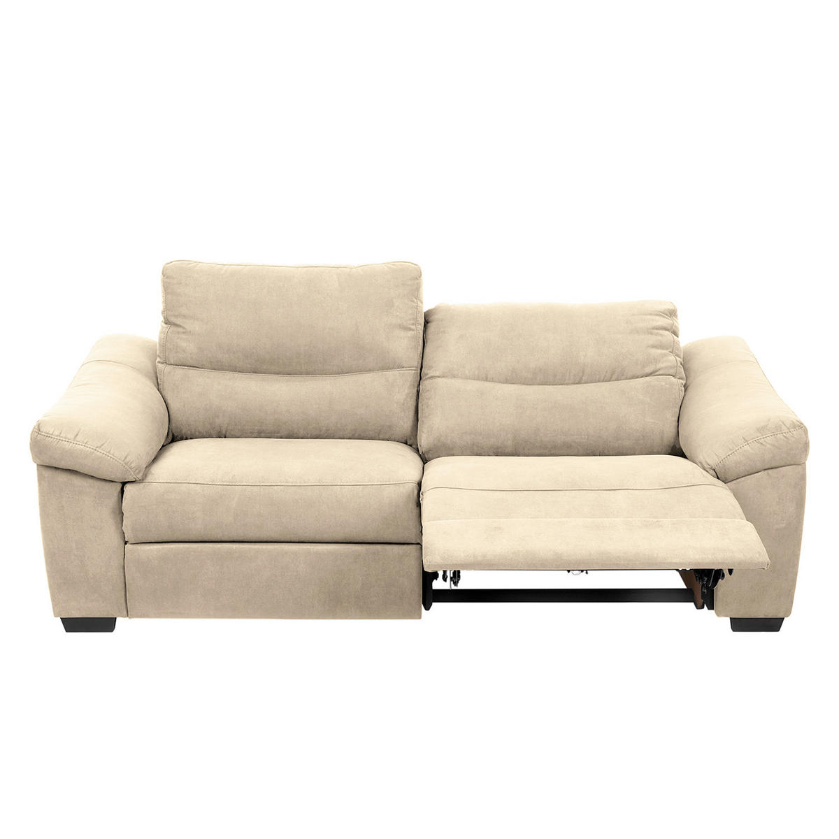 2,5-SITZER Flachgewebe Beige  - Beige/Schwarz, Design, Holz/Textil (214/97/97cm) - Livetastic