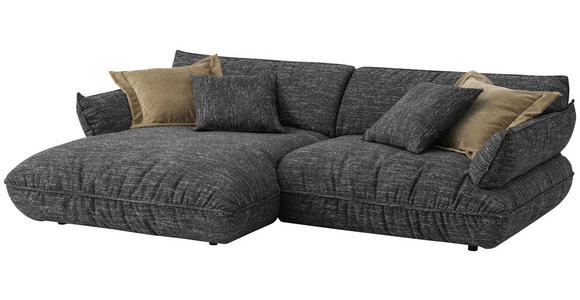 ECKSOFA in Flachgewebe Graubraun 185/264 cm - Graubraun/Schwarz, Design, Kunststoff/Textil (185/264cm) - Emilio Belluti