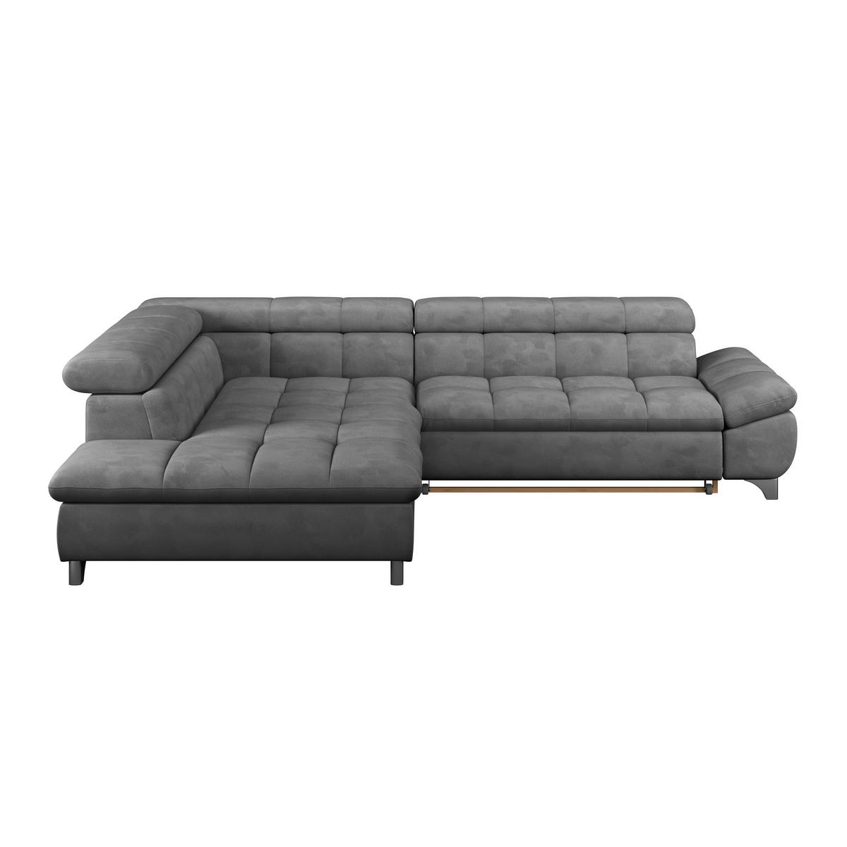 ECKSOFA Dunkelgrau Chenille  - Chromfarben/Dunkelgrau, KONVENTIONELL, Textil/Metall (234/312cm) - Livetastic