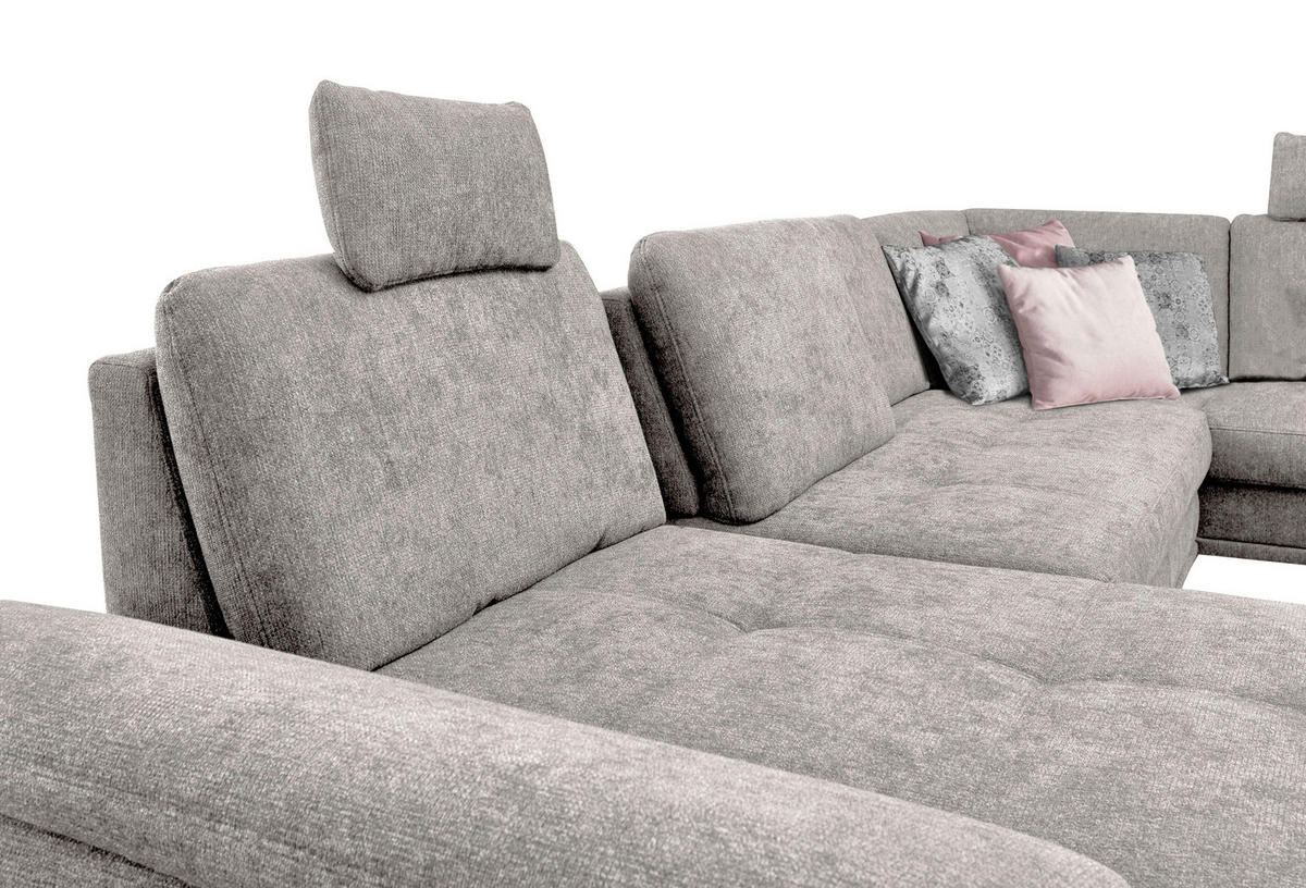 WOHNLANDSCHAFT in Flachgewebe Silberfarben  - Silberfarben, Konventionell, Textil/Metall (176/363/223cm) - Sit & More