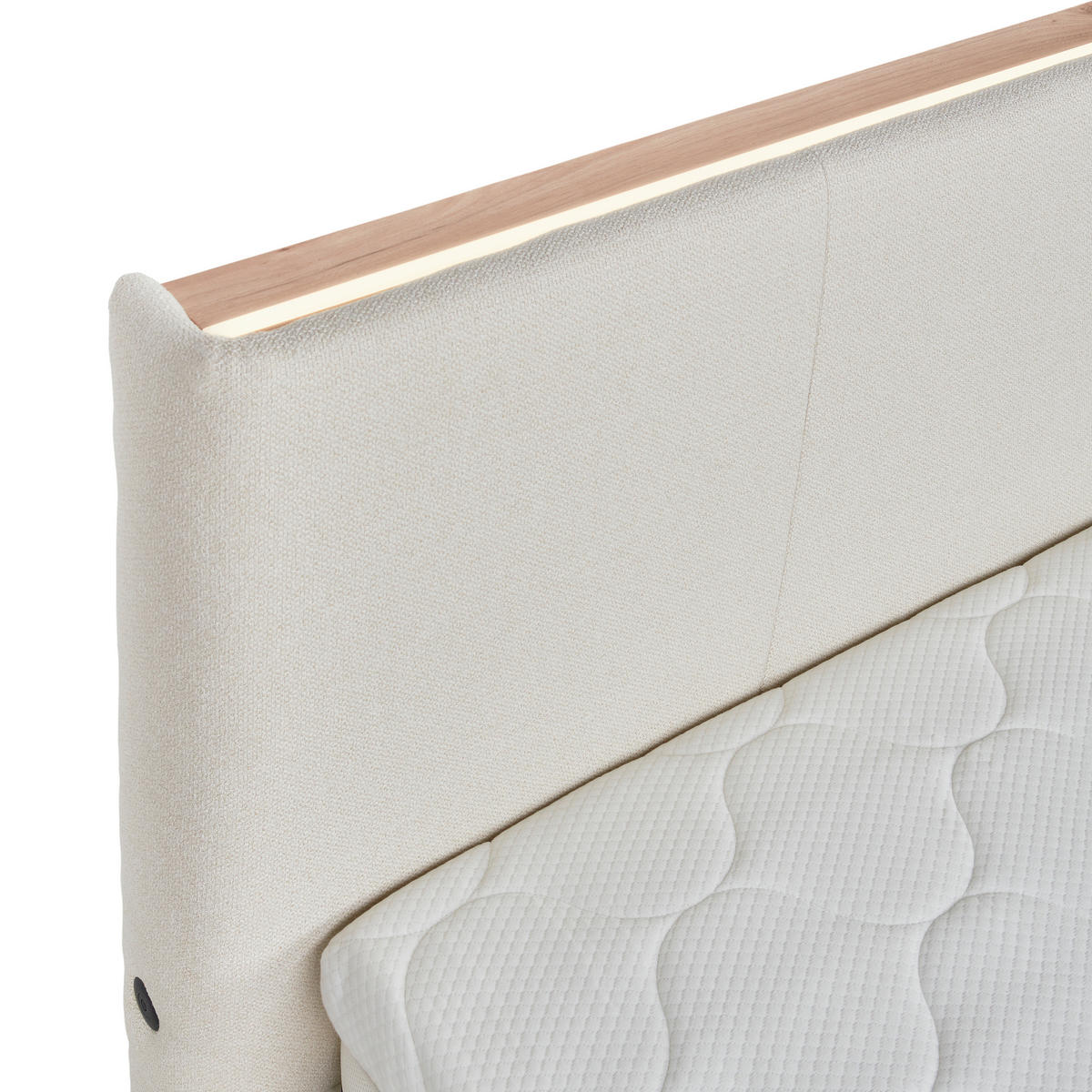 POLSTERBETT Beleuchtung, Lattenrost, Bettkasten Beige, Hickory 180/200 cm  - Birkefarben/Beige, Design, Holz/Holzwerkstoff (180/200cm) - Lomoco