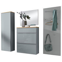 GARDEROBE 5-teilig  in 240/195/31 cm  - Grau, Design, Glas/Holz (240/195/31cm)