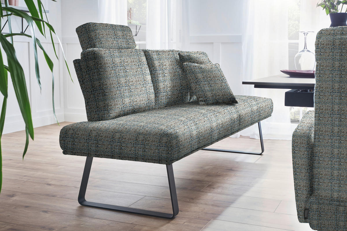 SITZBANK 224/92/78 cm  in Blau, Schwarz, Olivgrün  - Blau/Schwarz, Design, Textil/Metall (224/92/78cm) - Dieter Knoll
