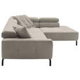 ECKSOFA Sandfarben Feincord  - Sandfarben/Schwarz, KONVENTIONELL, Textil/Metall (311/219cm) - Hom`in