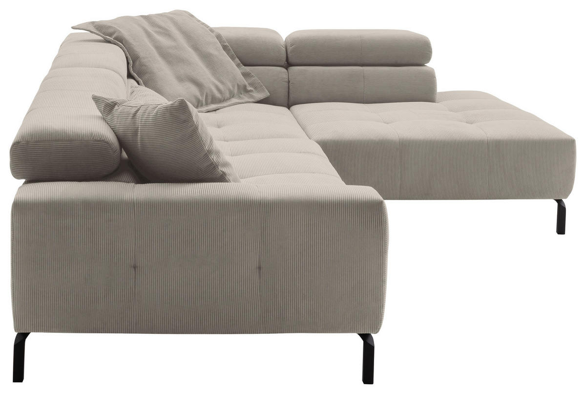 ECKSOFA in Feincord Sandfarben  - Sandfarben/Schwarz, Konventionell, Textil/Metall (311/219cm) - Hom`in