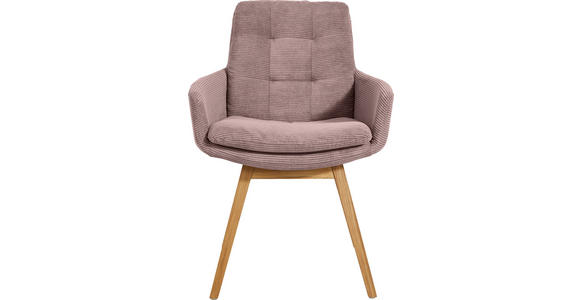 ARMLEHNSTUHL  Stoffauswahl, Typenauswahl, Gestellauswahl Cord  - Eichefarben/Altrosa, Design, Holz/Textil (63/90/69cm) - Johann Jakob