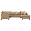 WOHNLANDSCHAFT in Textilgeflecht Sandfarben  - Sandfarben/Wengefarben, Design, Holz/Textil (167/296/170cm) - Livetastic