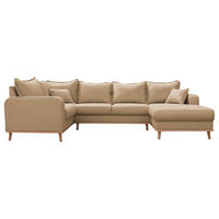 WOHNLANDSCHAFT Sandfarben Textilgeflecht  - Sandfarben/Wengefarben, Design, Holz/Textil (167/296/170cm) - Livetastic