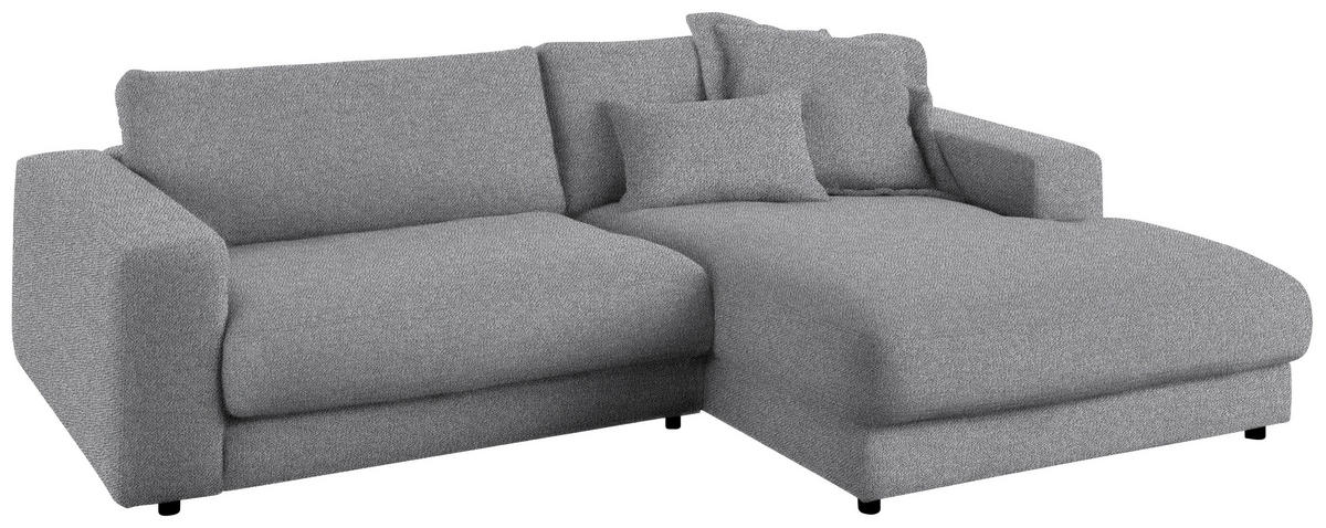 ECKSOFA in Flachgewebe Grau  - Schwarz/Grau, Design, Kunststoff/Textil (270/190cm) - Lomoco