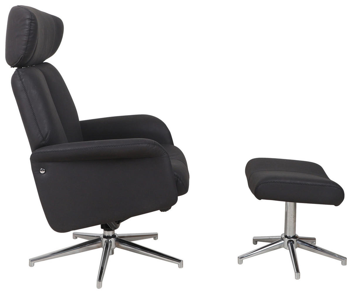 RELAXSESSELSET Mikrofaser    - Chromfarben/Schwarz, Design, Textil/Metall (76/97-109/76-107cm) - Carryhome