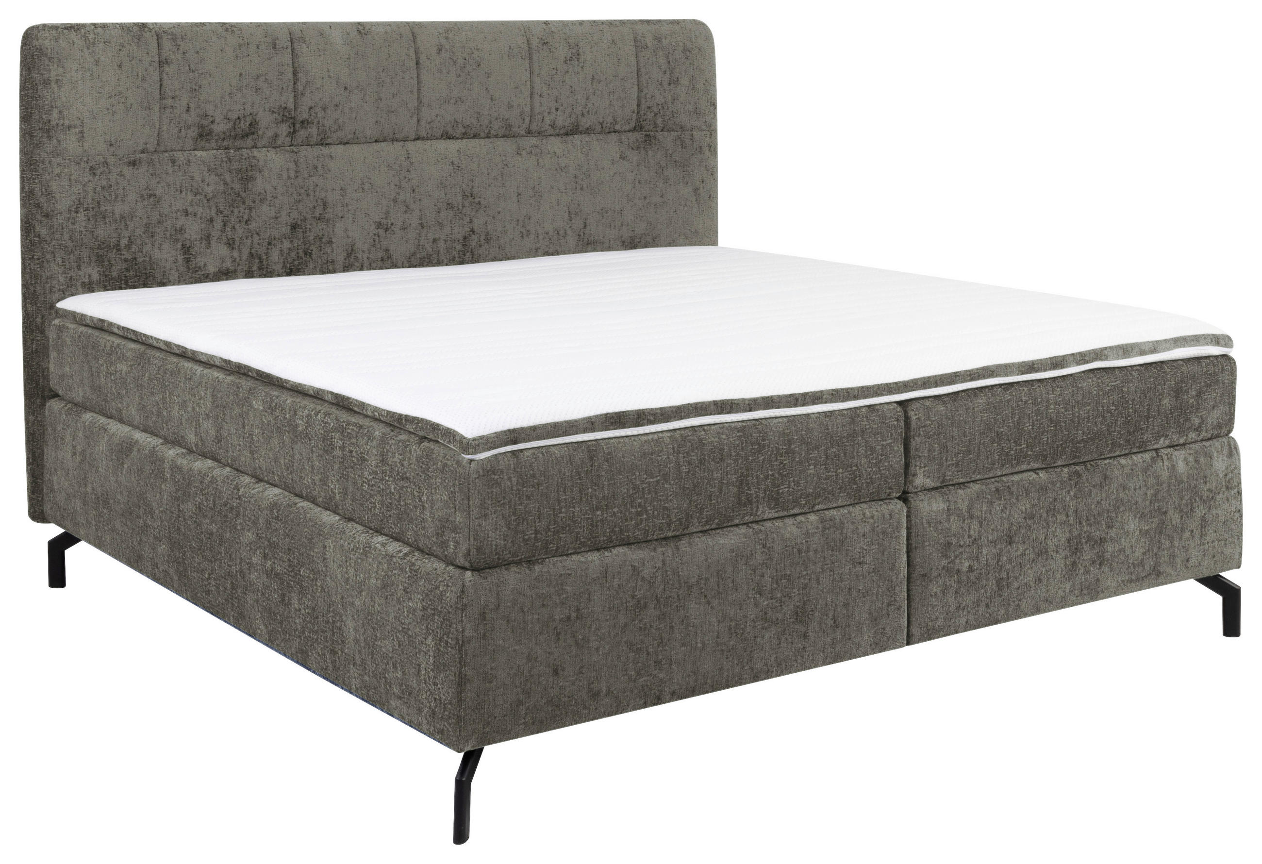 BOXSPRINGBETT 160/200 cm,  in Grau, Topper, H2 + H2 = mittel  - Schwarz/Grau, Design, Textil/Metall (160/200cm) - Esposa
