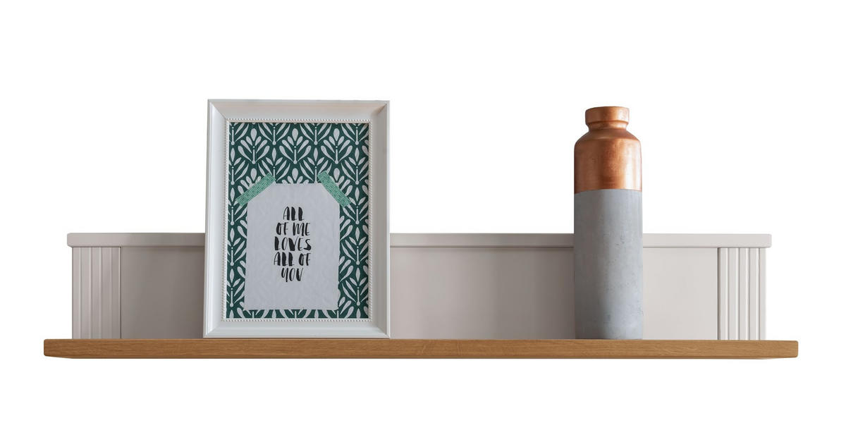 WANDBOARD Kiefer massiv Weiß  - Weiß, Design, Holz (100/18/16cm) - Livetastic