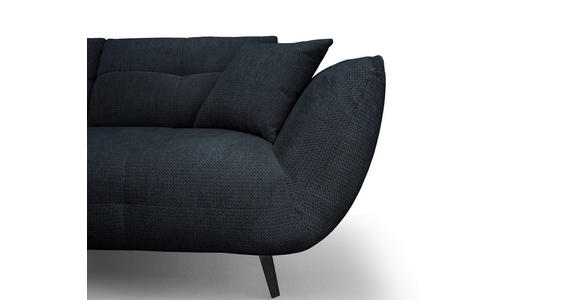 ECKSOFA Dunkelblau Chenille Armlehnenkissen, Rücken echt, Sitztiefenverstellung  - Schwarz/Dunkelblau, KONVENTIONELL, Textil/Metall (215/313cm) - Hom`in