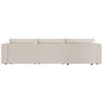 ECKSOFA Creme Cord Zierkissen, Rückenkissen, Schlaffunktion, Rücken echt  - Creme/Schwarz, MODERN, Kunststoff/Textil (153/350cm) - Xora