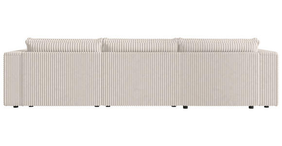 ECKSOFA Creme Cord Zierkissen, Rückenkissen, Schlaffunktion, Rücken echt  - Creme/Schwarz, MODERN, Kunststoff/Textil (153/350cm) - Xora