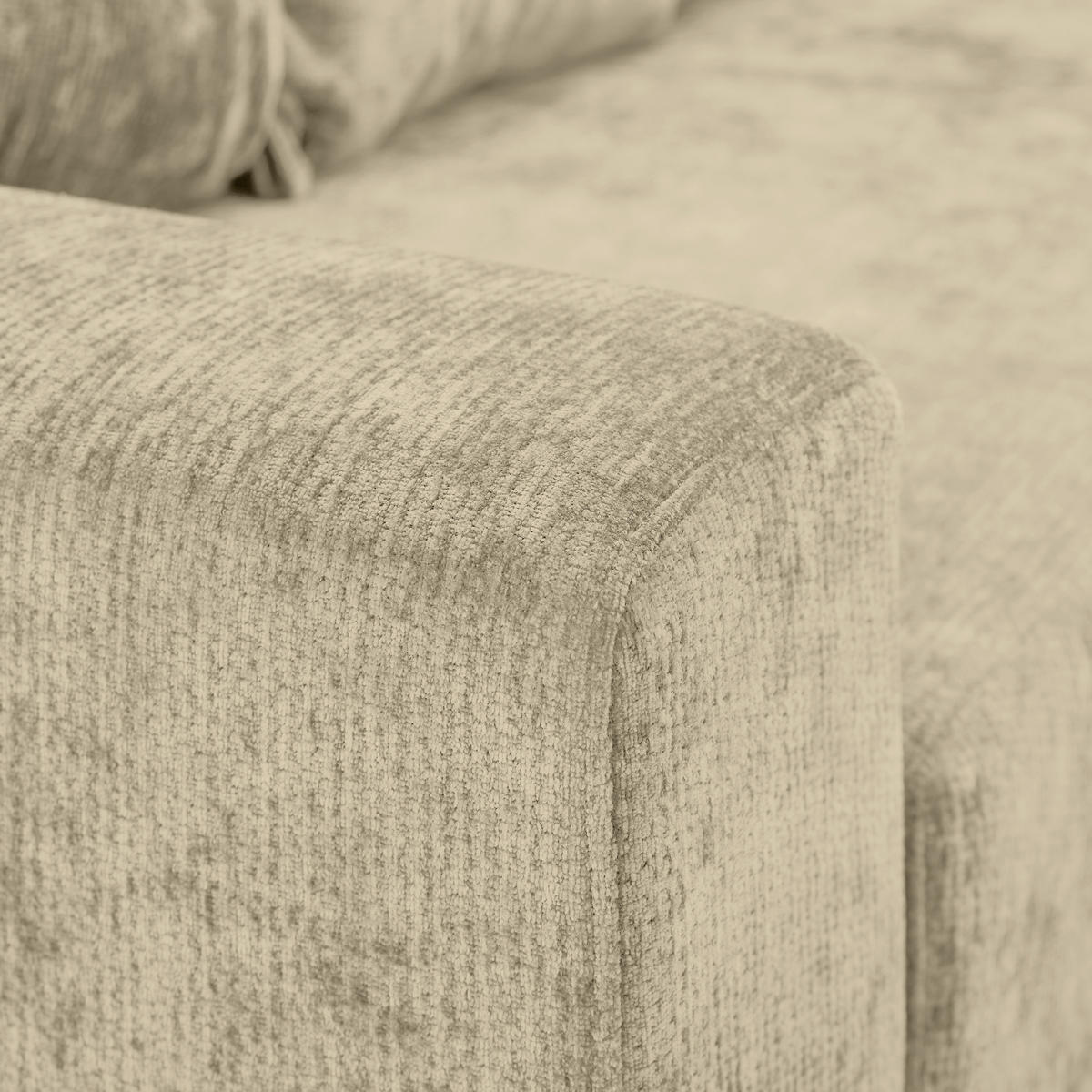 WOHNLANDSCHAFT Beige Chenille  - Beige/Schwarz, KONVENTIONELL, Kunststoff/Textil (183/311/140cm) - Ti'me