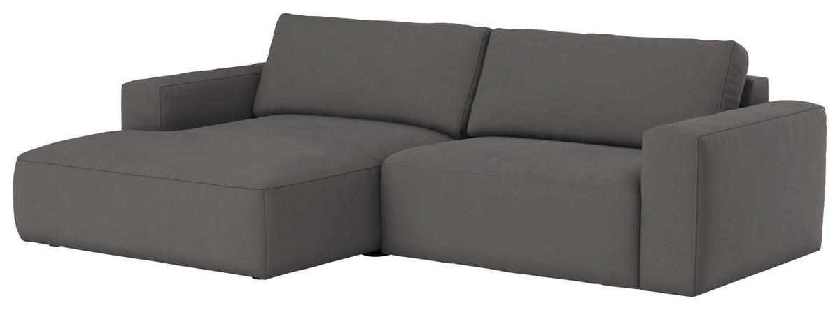 ECKSOFA in Webstoff Dunkelgrau  - Dunkelgrau/Schwarz, Modern, Kunststoff/Textil (175/283cm) - MID.YOU