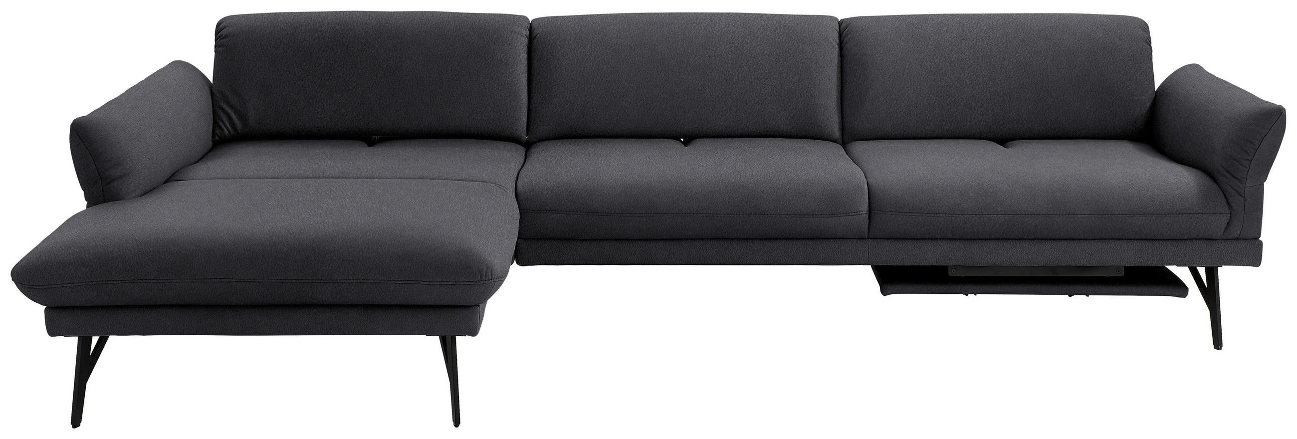 ECKSOFA in Echtleder Anthrazit  173/308 cm  - Anthrazit, Design, Leder/Metall (173/308cm) - Joop!