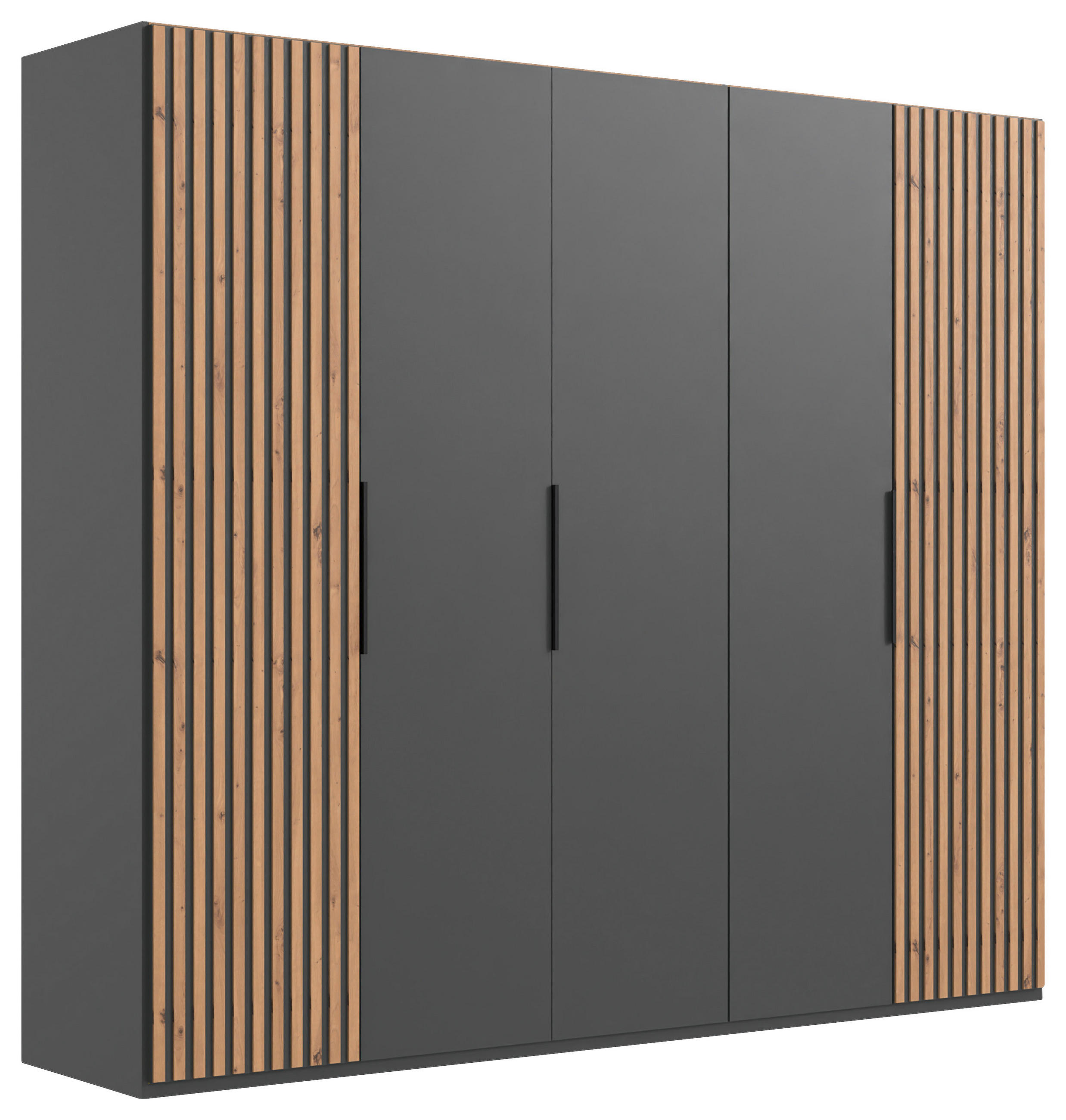 DREHTÜRENSCHRANK  in Graphitfarben, Eichefarben  - Eichefarben/Schwarz, MODERN, Holzwerkstoff/Metall (250/216/58cm) - MID.YOU