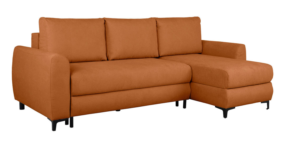 ECKSOFA Moli Rostfarben Mikrofaser  - Rostfarben/Schwarz, Design, Textil/Metall (236/148cm) - MID.YOU