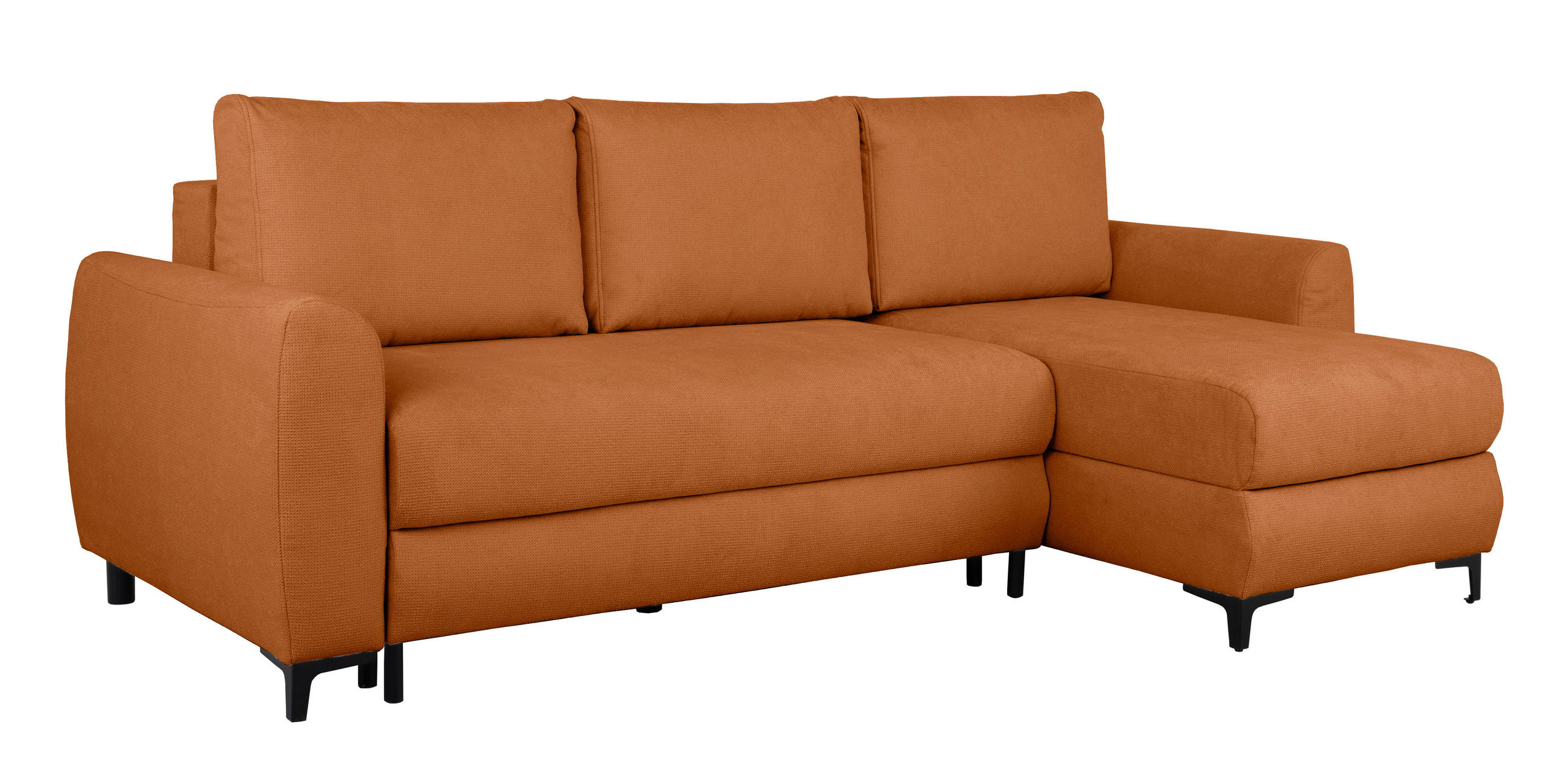 Thumbnail - Mid.you Ecksofa Moli, Rost, Textil, Uni, 3-Sitzer, Füllung: Silikon, Schaumstoffflocken, seitenverkehrt montierbar, L-Fo...