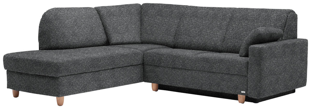 ECKSOFA  in Mikrovelours Anthrazit  208/227 cm  - Eichefarben/Anthrazit, KONVENTIONELL, Holz/Textil (208/227cm) - Sedda