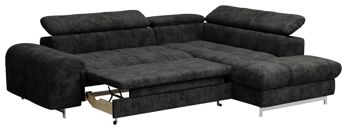 Freisteller von Livetastic ECKSOFA Schwarz Mikrofaser.