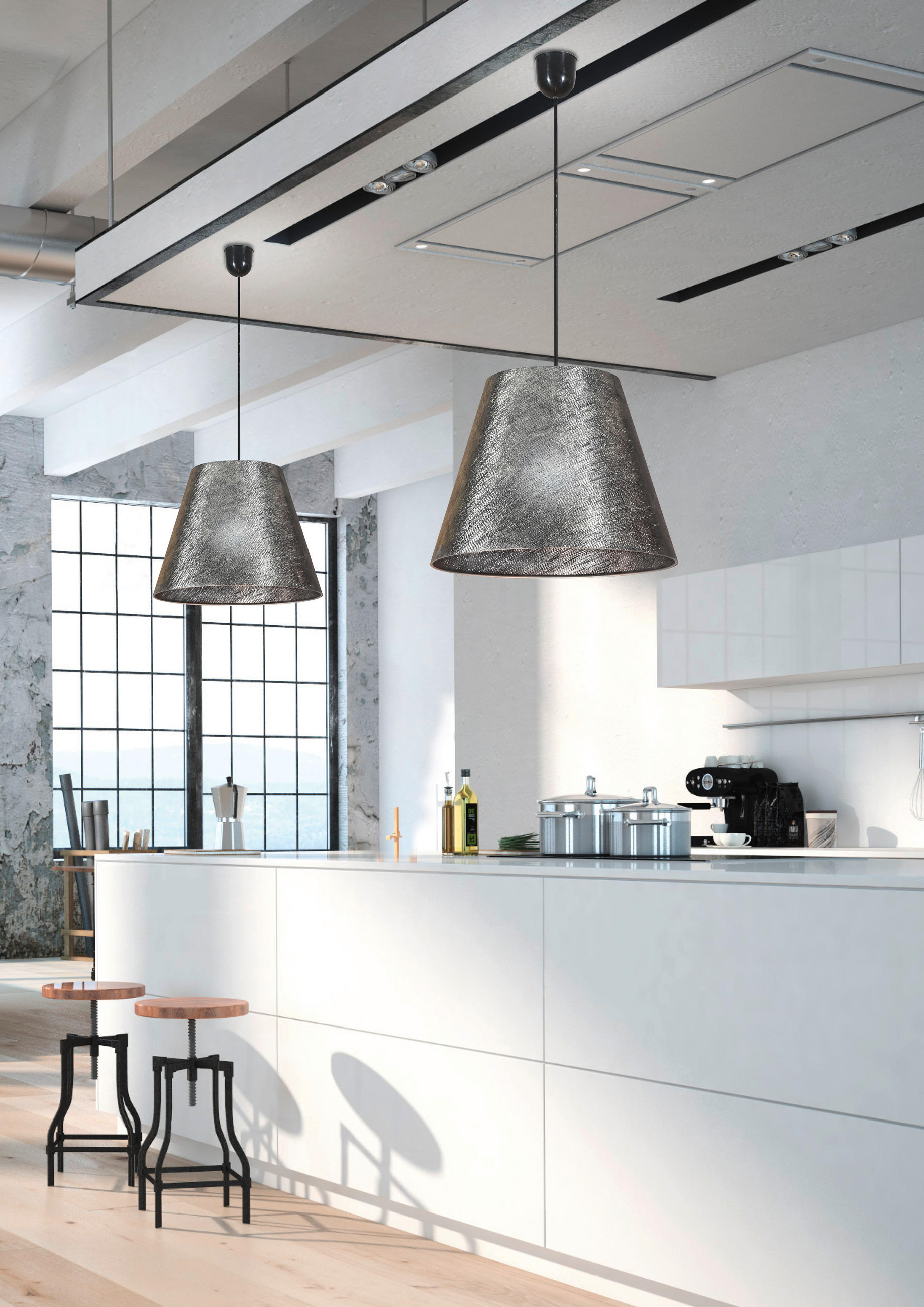 PENDELLAMPA Platino 35/35/100 cm  - silver, Design, metall (35/35/100cm)