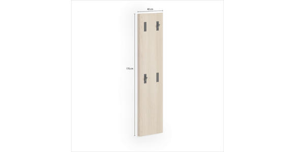 GARDEROBENPANEEL  in 40/170/3,7 cm  - Eiche Bianco, Design, Holzwerkstoff (40/170/3,7cm) - Voleo