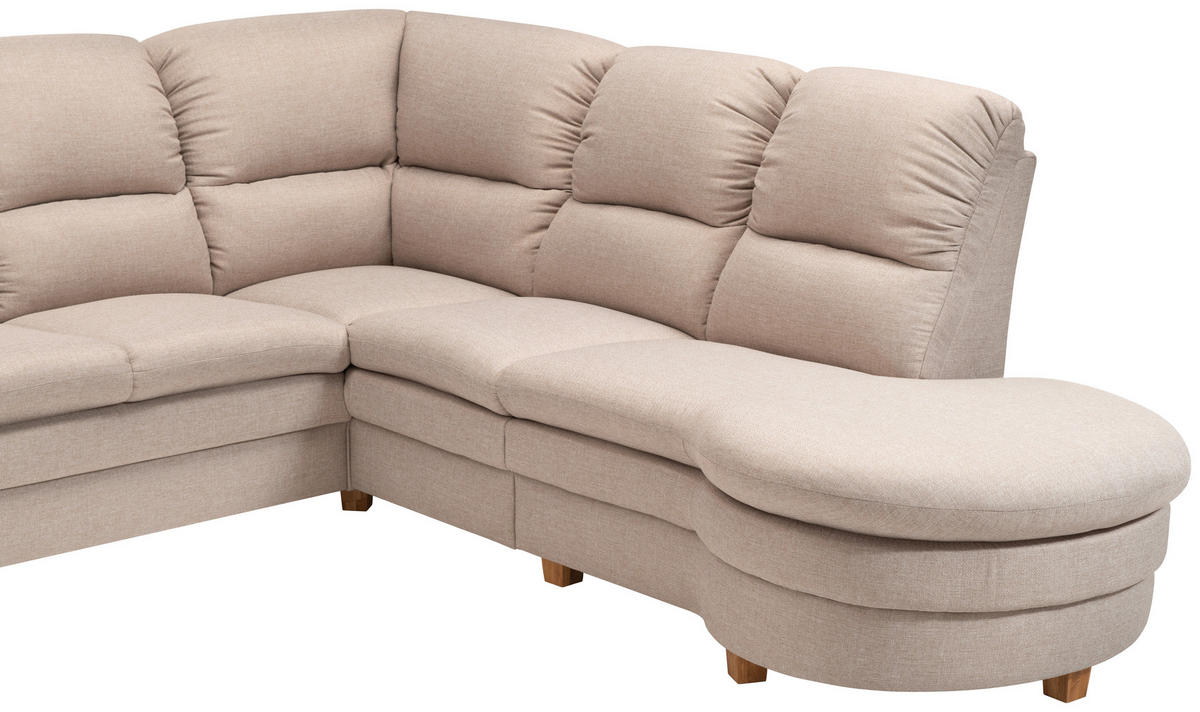 SOFA Flachgewebe Beige  - Eichefarben/Beige, KONVENTIONELL, Holz/Textil (161/341/269cm) - Livetastic