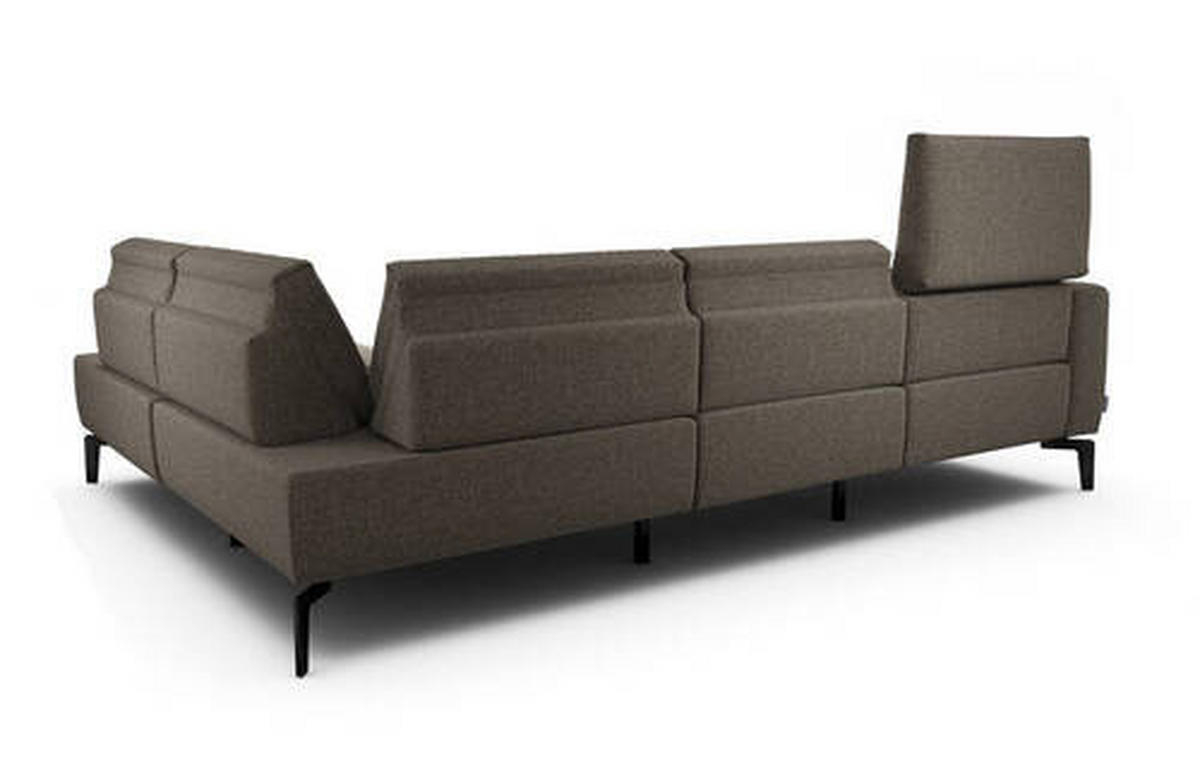 ECKSOFA Cosy Braun Samt  - Schwarz/Braun, Design, Textil/Metall (256/193cm) - SENSOO