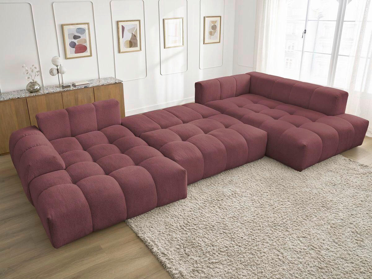 ECKSCHLAFSOFA EVEREST  mit Rücken echt, Armteil links, Armteil rechts Flachgewebe Rot  - Rot/Schwarz, MODERN, Kunststoff/Textil (198/423/212cm)