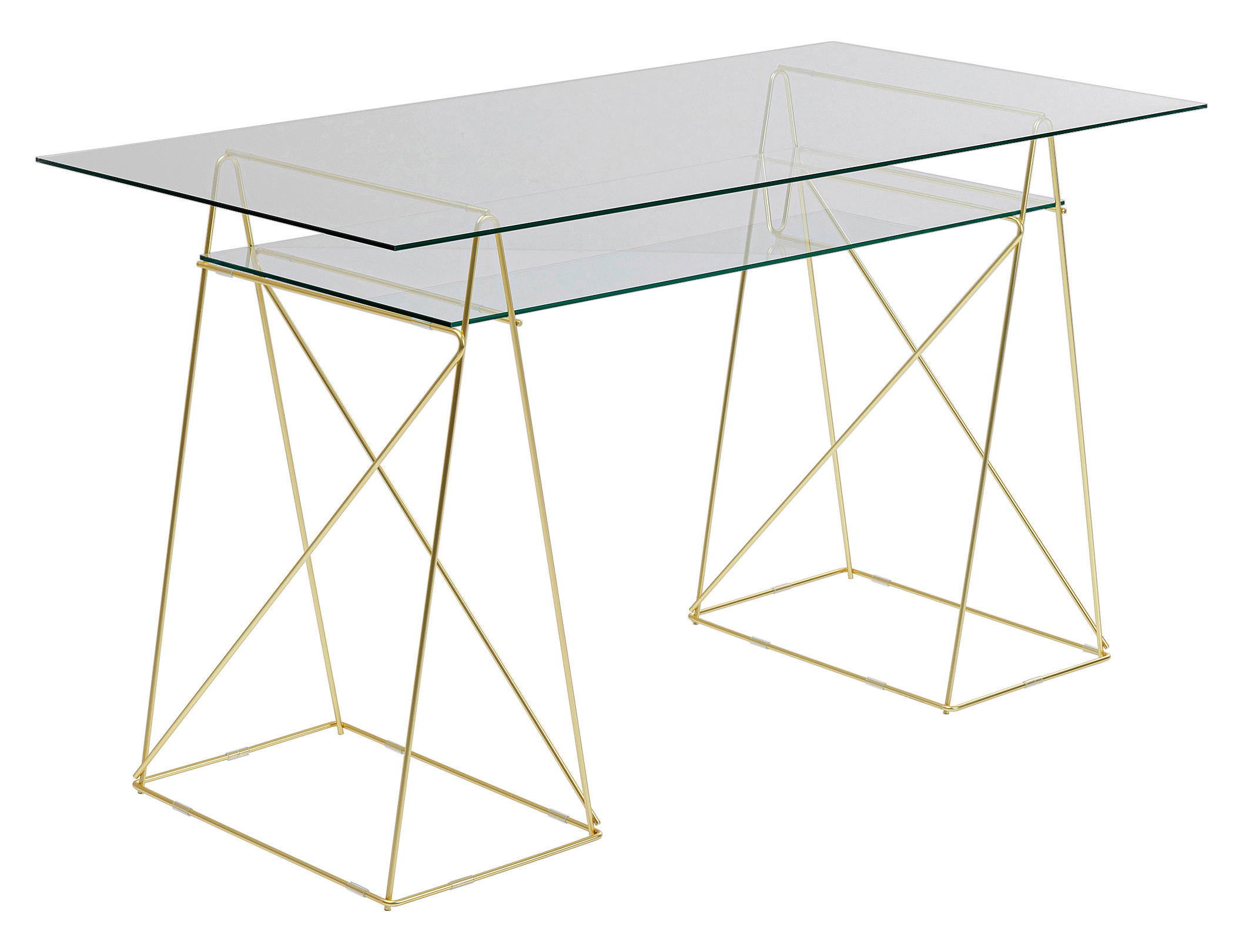 SCHREIBTISCH 135/65/74 cm    - Messingfarben, LIFESTYLE, Glas/Metall (135/65/74cm) - Kare-Design