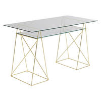 SCHREIBTISCH 135/65/74 cm    - Messingfarben, LIFESTYLE, Glas/Metall (135/65/74cm) - Kare-Design