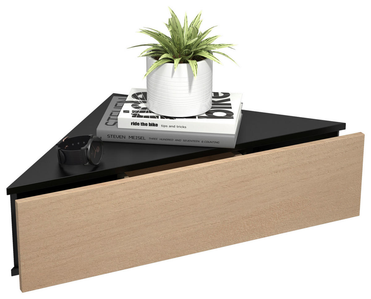 NACHTKÄSTCHEN 60/15/42,4 cm  in Schwarz, Honigeiche  - Honigeiche/Schwarz, Modern, Holzwerkstoff (60/15/42,4cm) - MID.YOU